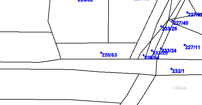 Parcela st. 226/53 v KÚ Trubín, Katastrální mapa