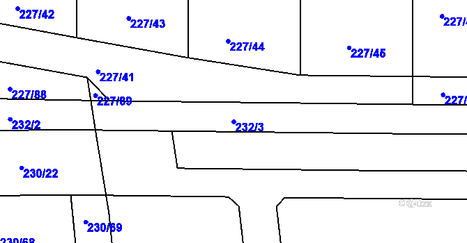 Parcela st. 232/3 v KÚ Trubín, Katastrální mapa