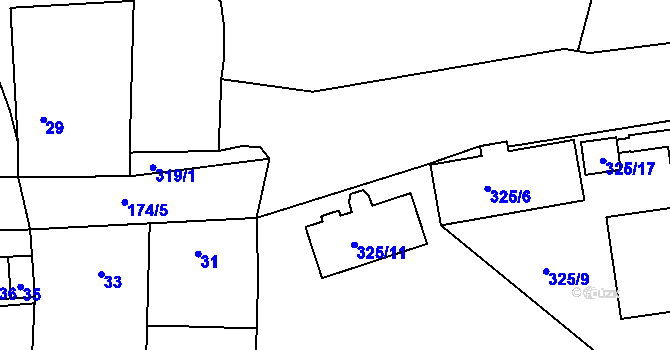 Parcela st. 323/3 v KÚ Trubín, Katastrální mapa