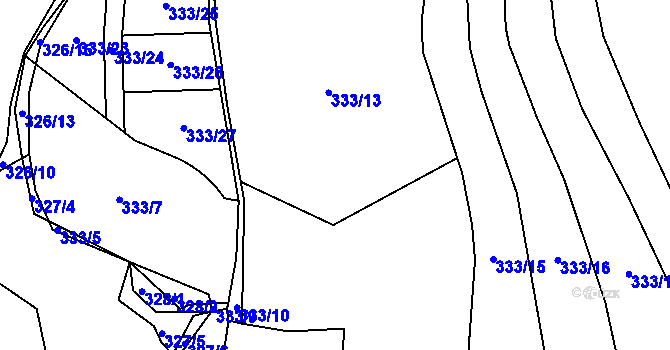 Parcela st. 333/13 v KÚ Trubín, Katastrální mapa