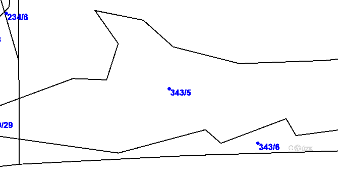 Parcela st. 343/5 v KÚ Trubín, Katastrální mapa