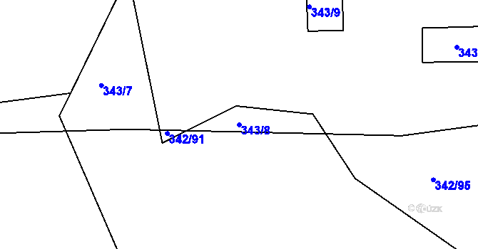 Parcela st. 343/8 v KÚ Trubín, Katastrální mapa