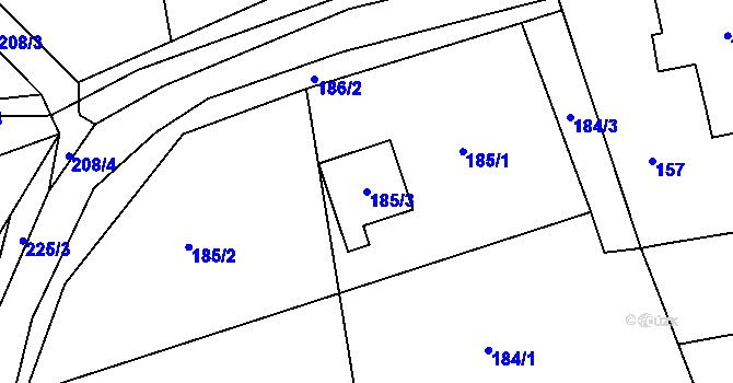 Parcela st. 185/3 v KÚ Trubín, Katastrální mapa