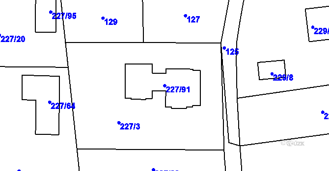 Parcela st. 227/91 v KÚ Trubín, Katastrální mapa