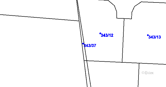Parcela st. 343/37 v KÚ Trubín, Katastrální mapa