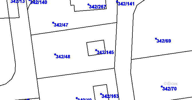 Parcela st. 342/145 v KÚ Trubín, Katastrální mapa