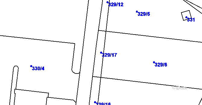 Parcela st. 329/17 v KÚ Trubín, Katastrální mapa