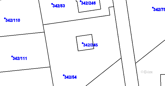 Parcela st. 342/245 v KÚ Trubín, Katastrální mapa