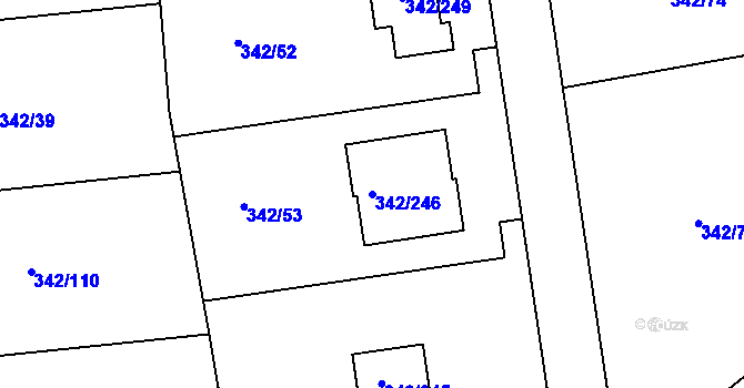 Parcela st. 342/246 v KÚ Trubín, Katastrální mapa