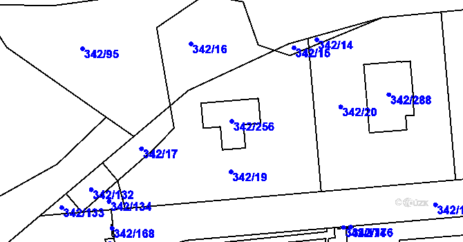 Parcela st. 342/256 v KÚ Trubín, Katastrální mapa