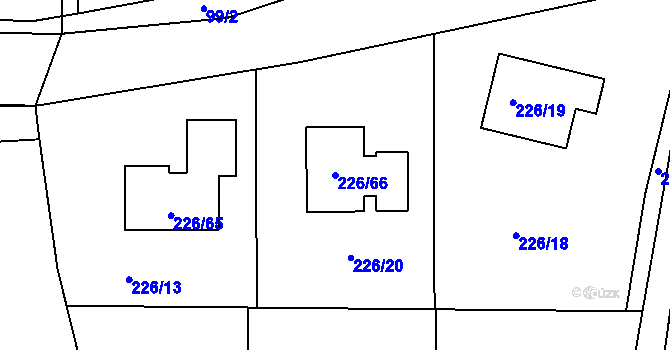 Parcela st. 226/66 v KÚ Trubín, Katastrální mapa