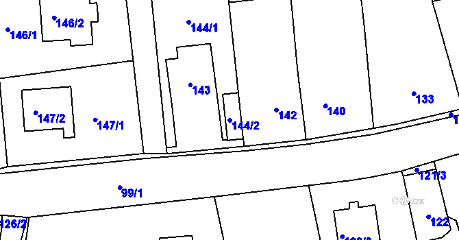 Parcela st. 144/2 v KÚ Trubín, Katastrální mapa