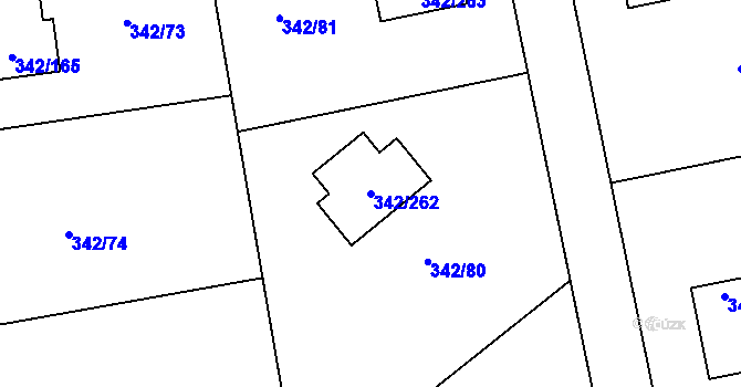 Parcela st. 342/262 v KÚ Trubín, Katastrální mapa