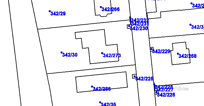 Parcela st. 342/273 v KÚ Trubín, Katastrální mapa