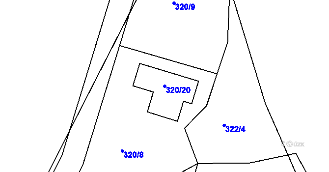 Parcela st. 320/20 v KÚ Trubín, Katastrální mapa