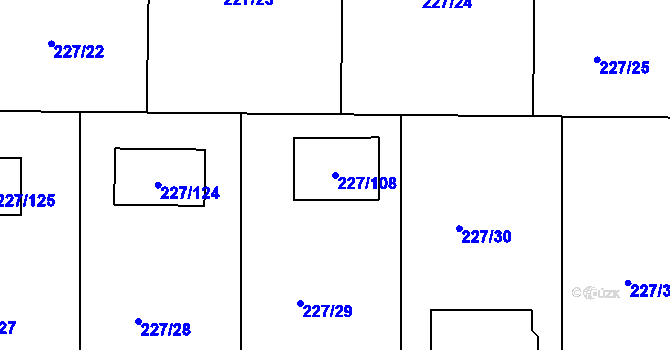 Parcela st. 227/108 v KÚ Trubín, Katastrální mapa