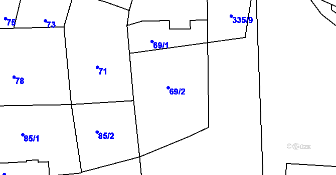 Parcela st. 69/2 v KÚ Trubín, Katastrální mapa