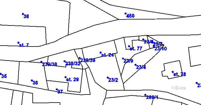 Parcela st. 24 v KÚ Trubská, Katastrální mapa