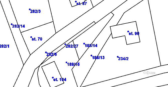 Parcela st. 188/14 v KÚ Trubská, Katastrální mapa