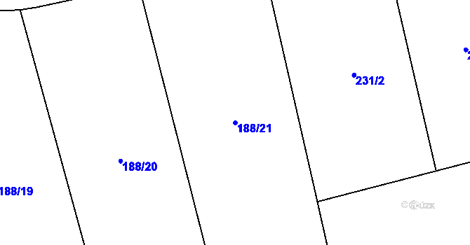 Parcela st. 188/21 v KÚ Trubská, Katastrální mapa