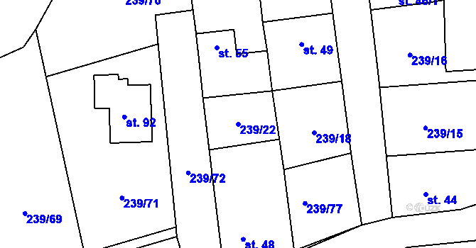 Parcela st. 239/22 v KÚ Trubská, Katastrální mapa
