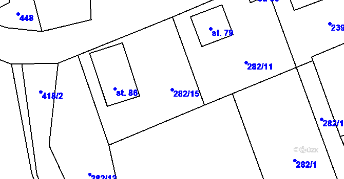 Parcela st. 282/15 v KÚ Trubská, Katastrální mapa