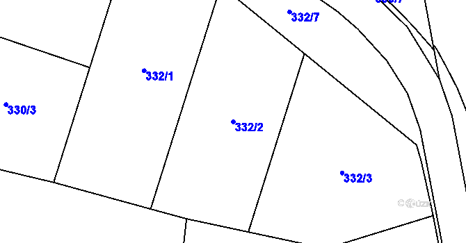 Parcela st. 332/2 v KÚ Trubská, Katastrální mapa