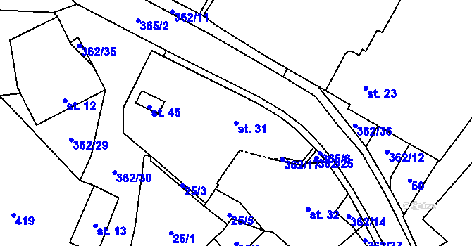 Parcela st. 31 v KÚ Opočno nad Loučnou, Katastrální mapa