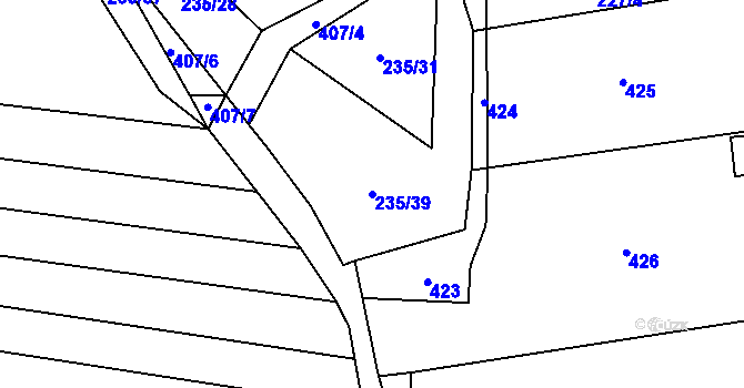 Parcela st. 235/39 v KÚ Opočno nad Loučnou, Katastrální mapa
