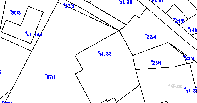 Parcela st. 33 v KÚ Trusnov, Katastrální mapa