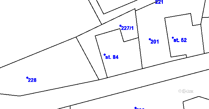 Parcela st. 84 v KÚ Trusnov, Katastrální mapa