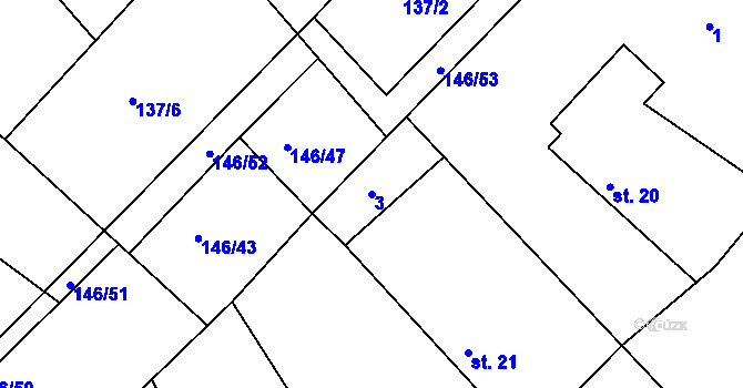 Parcela st. 3 v KÚ Trusnov, Katastrální mapa