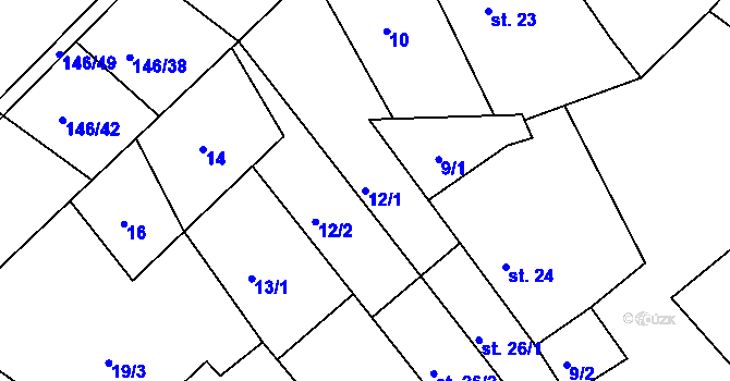 Parcela st. 12/1 v KÚ Trusnov, Katastrální mapa