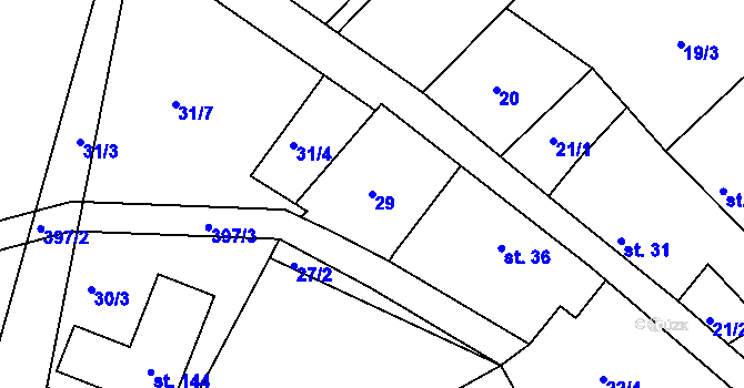 Parcela st. 29 v KÚ Trusnov, Katastrální mapa