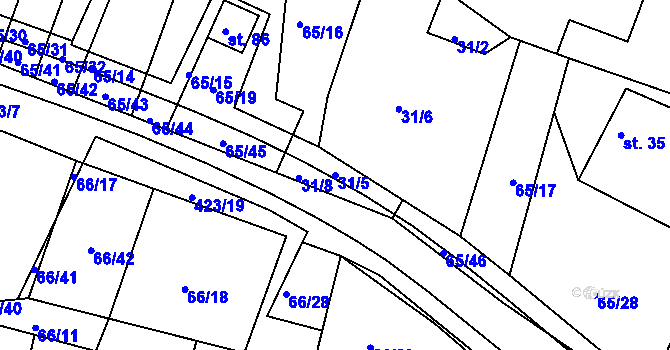 Parcela st. 31/5 v KÚ Trusnov, Katastrální mapa