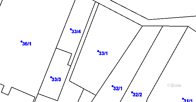 Parcela st. 33/1 v KÚ Trusnov, Katastrální mapa