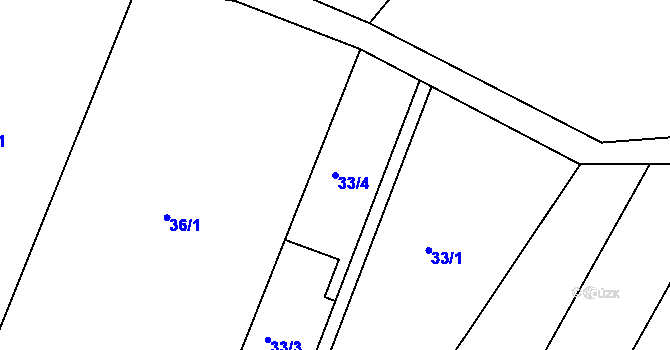 Parcela st. 33/4 v KÚ Trusnov, Katastrální mapa