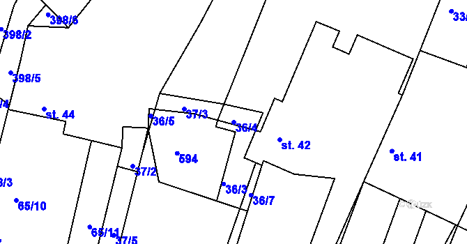 Parcela st. 36/4 v KÚ Trusnov, Katastrální mapa