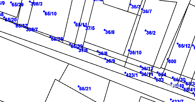 Parcela st. 36/6 v KÚ Trusnov, Katastrální mapa