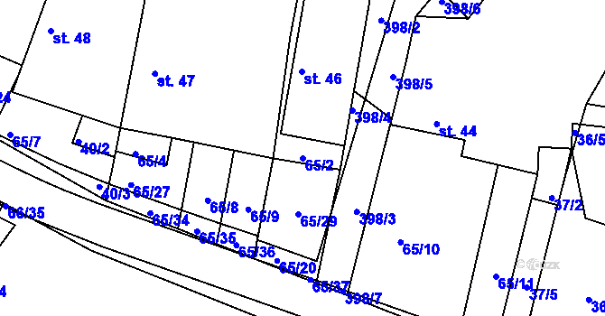 Parcela st. 65/2 v KÚ Trusnov, Katastrální mapa