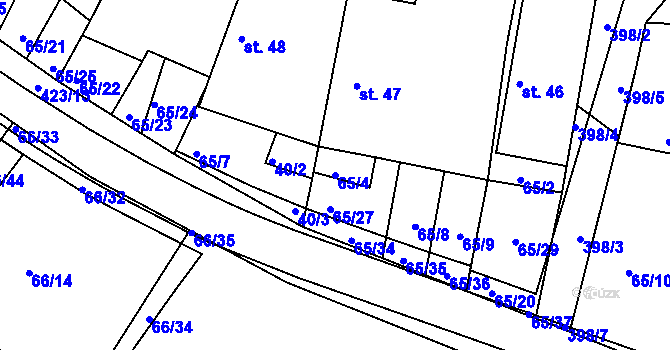 Parcela st. 65/4 v KÚ Trusnov, Katastrální mapa