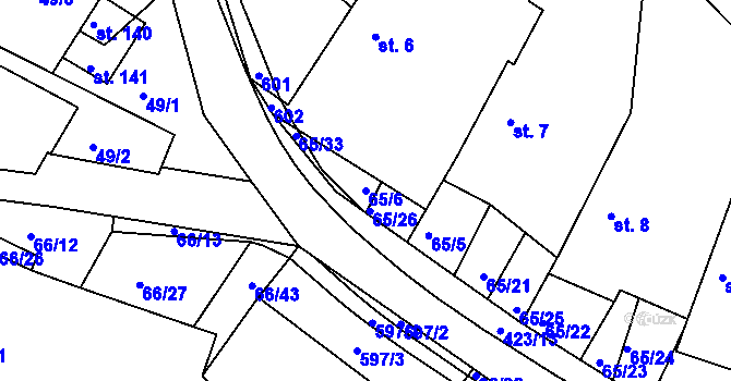 Parcela st. 65/6 v KÚ Trusnov, Katastrální mapa