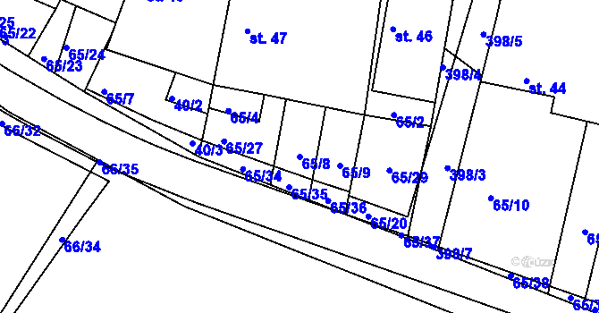 Parcela st. 65/8 v KÚ Trusnov, Katastrální mapa