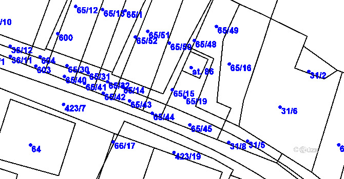 Parcela st. 65/15 v KÚ Trusnov, Katastrální mapa
