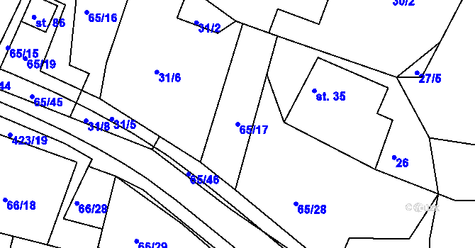 Parcela st. 65/17 v KÚ Trusnov, Katastrální mapa