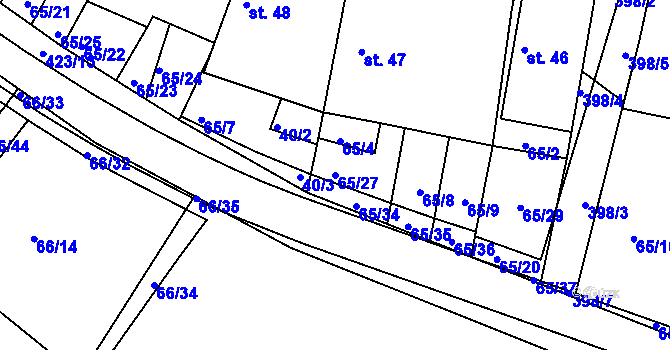 Parcela st. 65/27 v KÚ Trusnov, Katastrální mapa