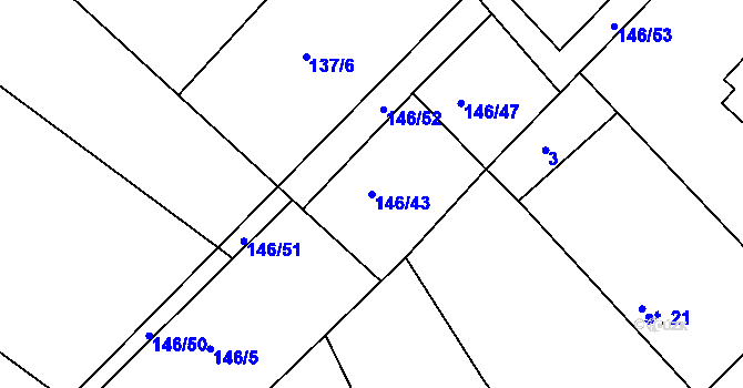 Parcela st. 146/43 v KÚ Trusnov, Katastrální mapa