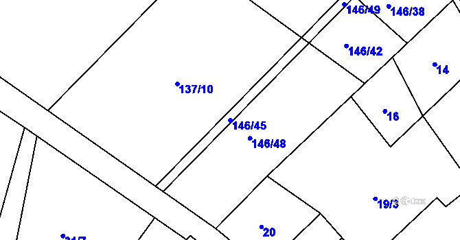 Parcela st. 146/45 v KÚ Trusnov, Katastrální mapa