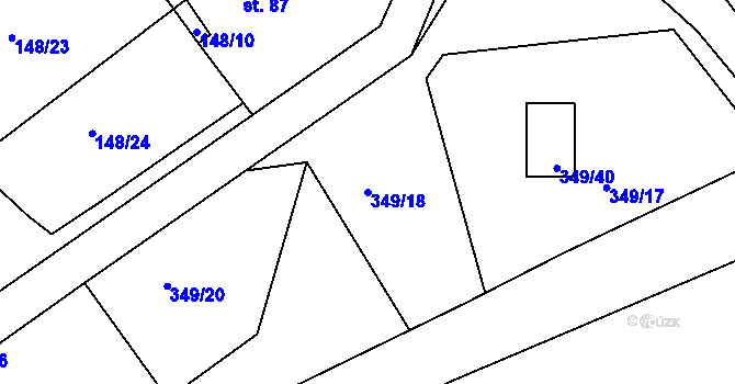 Parcela st. 349/18 v KÚ Trusnov, Katastrální mapa