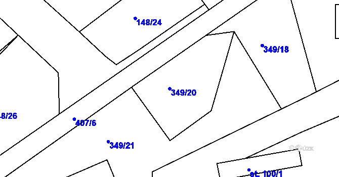 Parcela st. 349/20 v KÚ Trusnov, Katastrální mapa